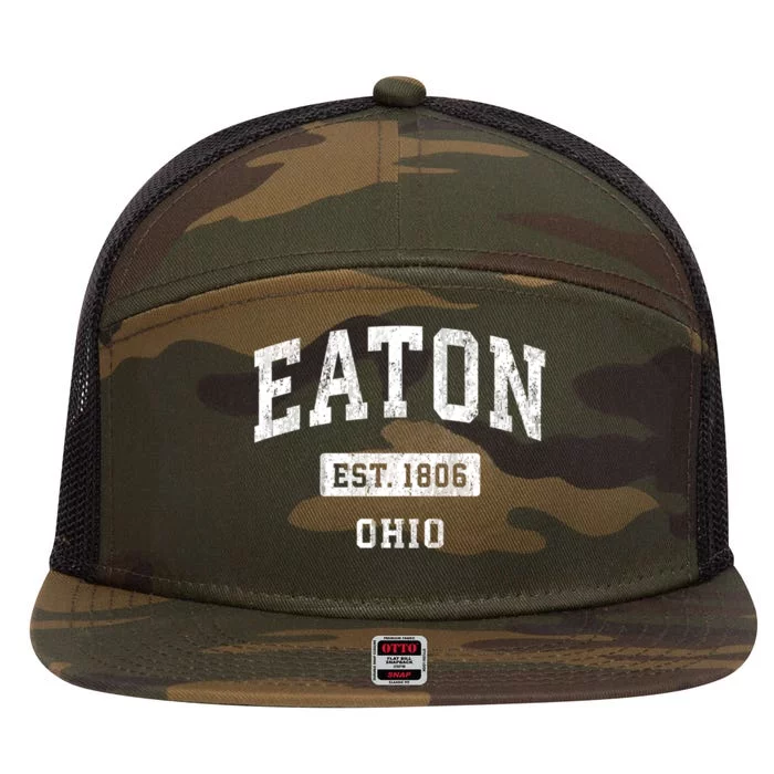 Eaton Ohio Oh Vintage Sports Established 7 Panel Mesh Trucker Snapback Hat