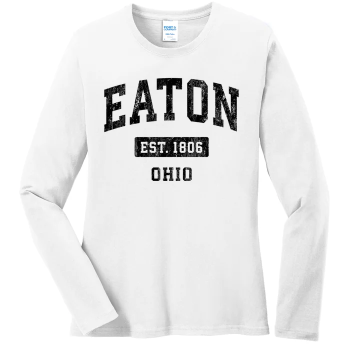 Eaton Ohio Oh Vintage Sports Established Ladies Long Sleeve Shirt