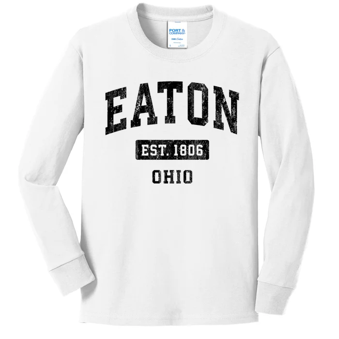 Eaton Ohio Oh Vintage Sports Established Kids Long Sleeve Shirt