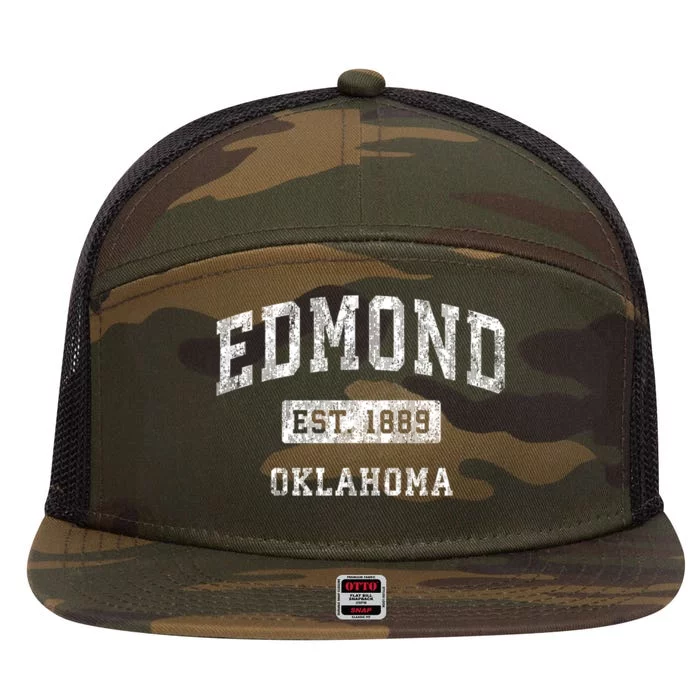 Edmond Oklahoma Ok Vintage Established Sports Design 7 Panel Mesh Trucker Snapback Hat