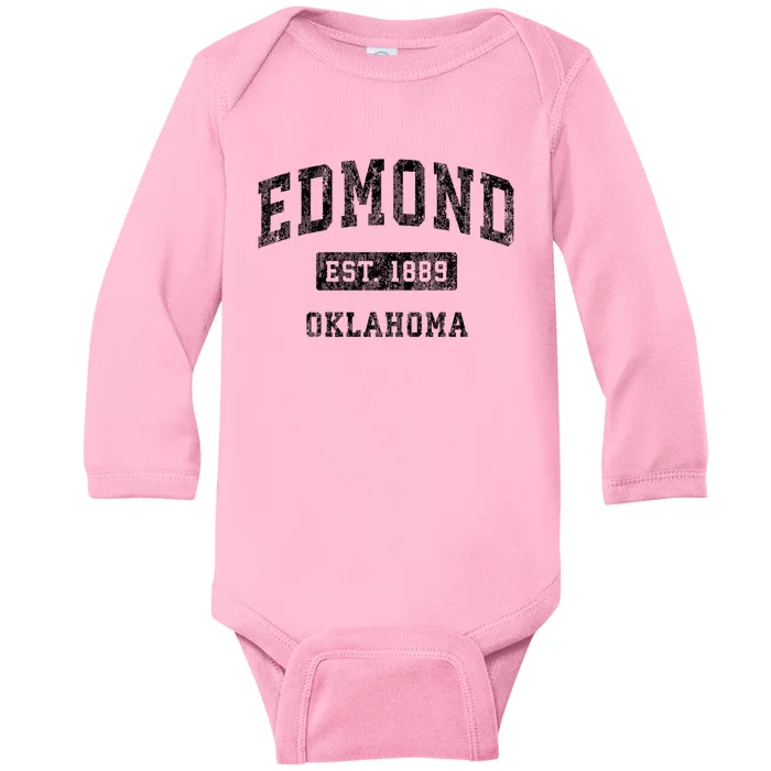 Edmond Oklahoma Ok Vintage Established Sports Design Baby Long Sleeve Bodysuit