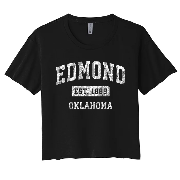 Edmond Oklahoma Ok Vintage Established Sports Women's Crop Top Tee