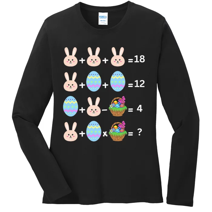 Easter Order Of Operations Quiz Easter Egg Hunt Math Teacher Ladies Long Sleeve Shirt