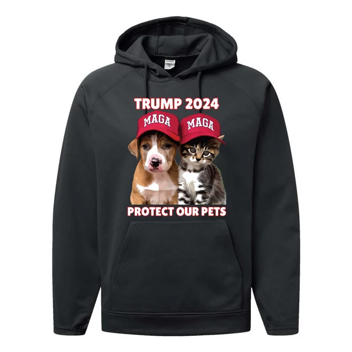 Eat Our Pets Cat Dog Maga Performance Fleece Hoodie