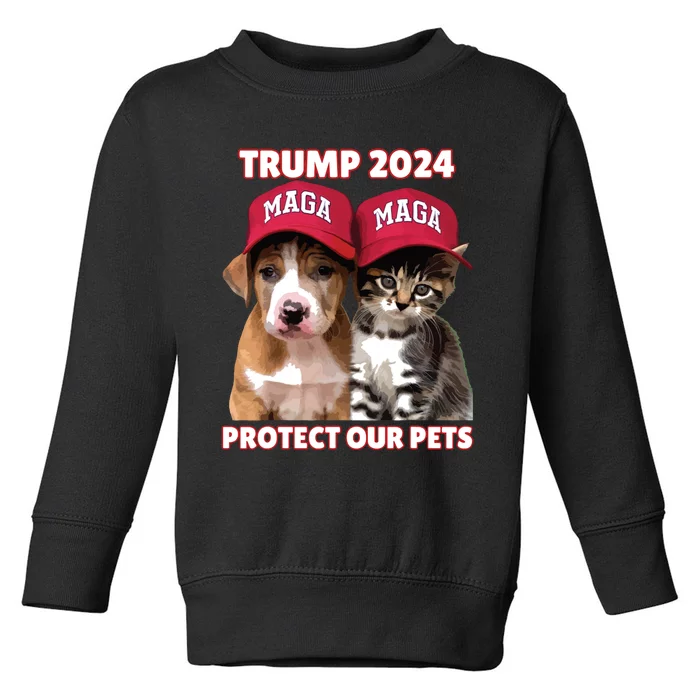 Eat Our Pets Cat Dog Maga Toddler Sweatshirt