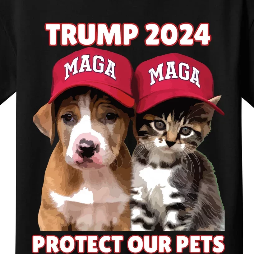 Eat Our Pets Cat Dog Maga Kids T-Shirt