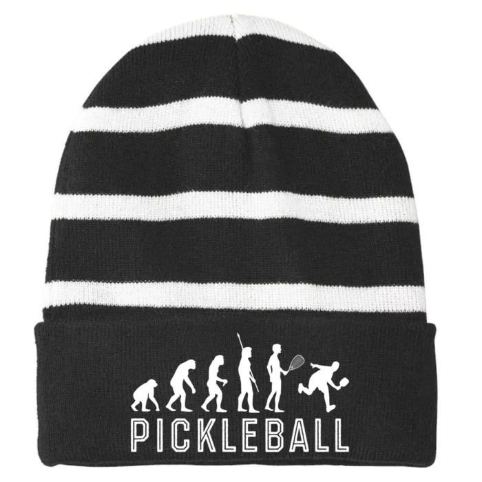 Evolution Of Pickleball TShirt Striped Beanie with Solid Band