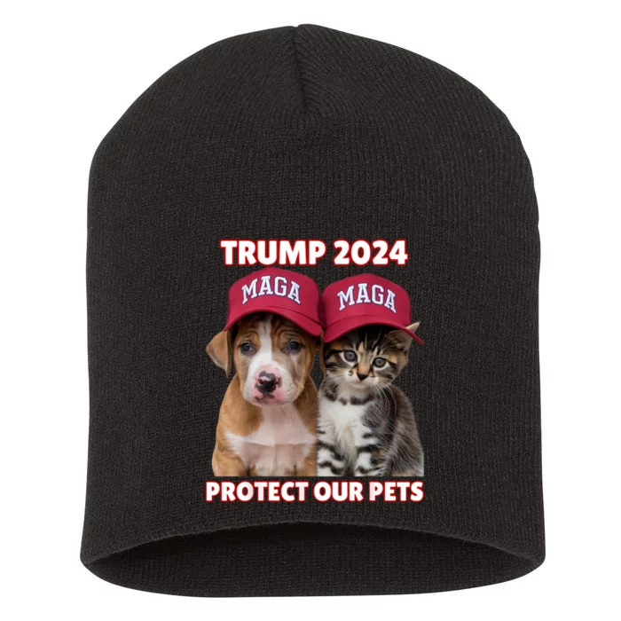 Eat Our Pets Cat Dog Maga Short Acrylic Beanie