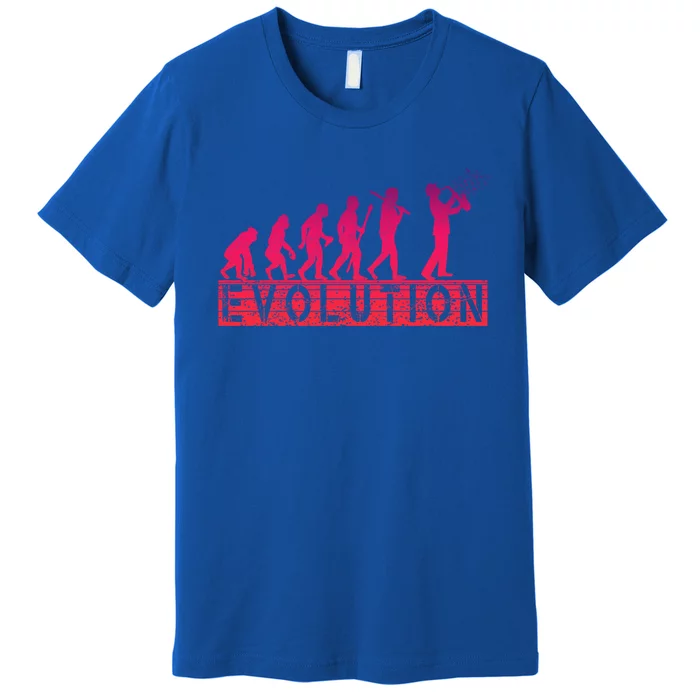 Evolution Of Retrogreat Giftstyle Saxophone Player Saxophonist Gift Premium T-Shirt