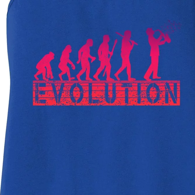 Evolution Of Retrogreat Giftstyle Saxophone Player Saxophonist Gift Women's Racerback Tank