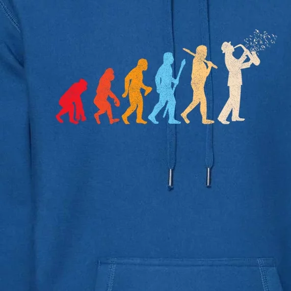 Evolution Of Retrofunny Giftstyle Saxophone Player Saxophonist Gift Premium Hoodie