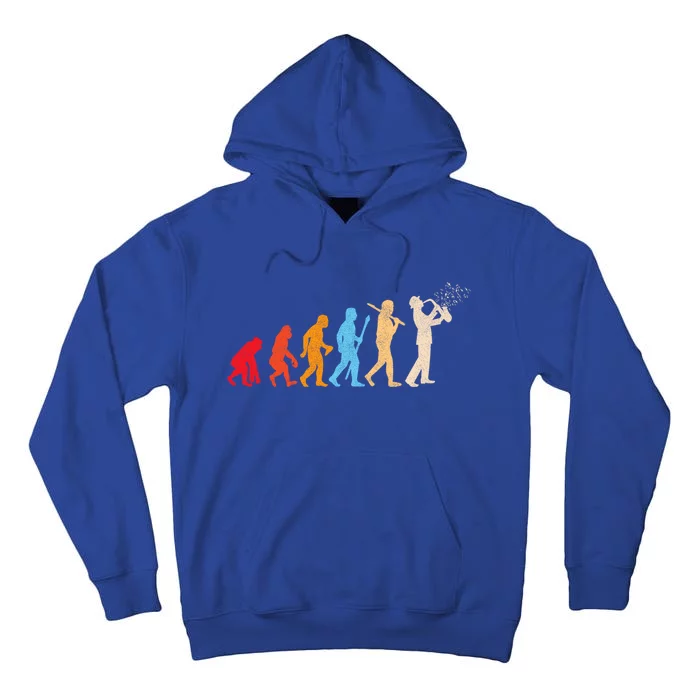 Evolution Of Retrofunny Giftstyle Saxophone Player Saxophonist Gift Tall Hoodie