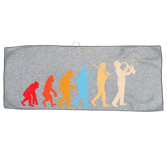 Evolution Of Retrofunny Giftstyle Saxophone Player Saxophonist Gift Large Microfiber Waffle Golf Towel