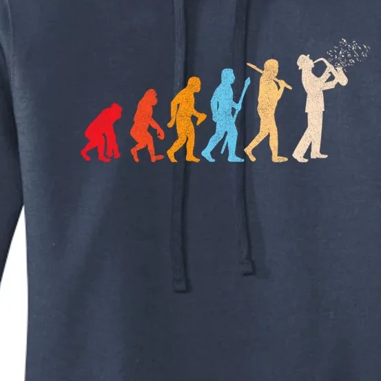 Evolution Of Retrofunny Giftstyle Saxophone Player Saxophonist Gift Women's Pullover Hoodie