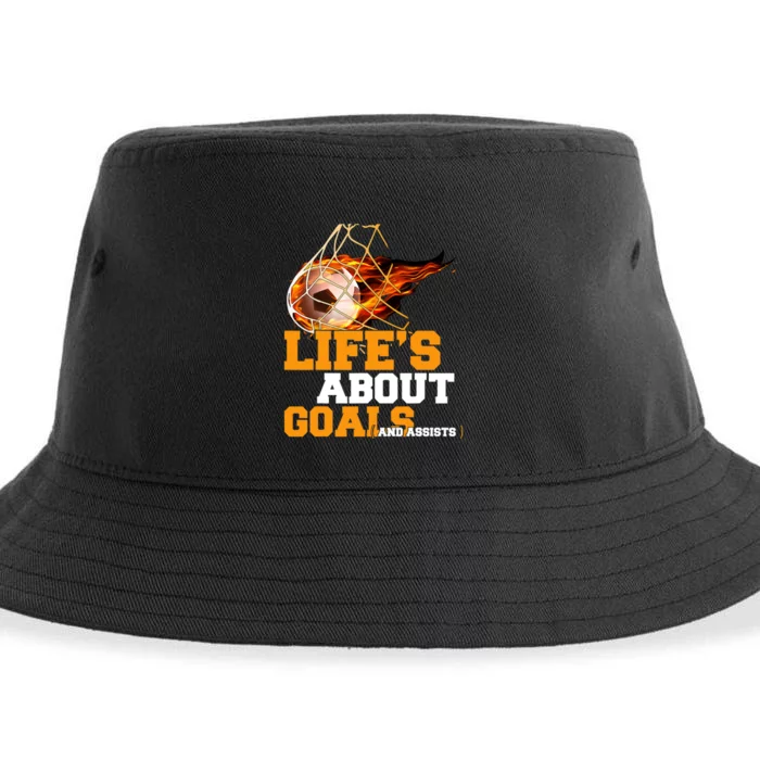 End of Season Soccer Team Gifts for Boy Life's About Goals Sustainable Bucket Hat