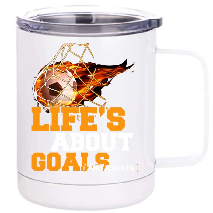 End of Season Soccer Team Gifts for Boy Life's About Goals Front & Back 12oz Stainless Steel Tumbler Cup