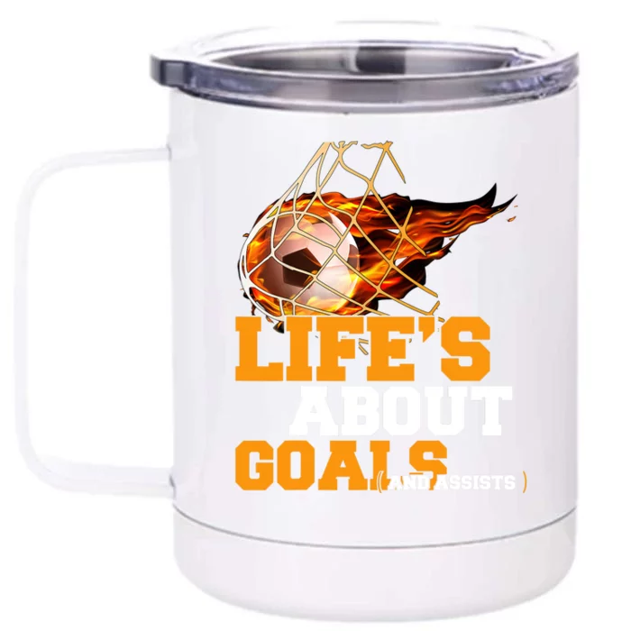 End of Season Soccer Team Gifts for Boy Life's About Goals Front & Back 12oz Stainless Steel Tumbler Cup