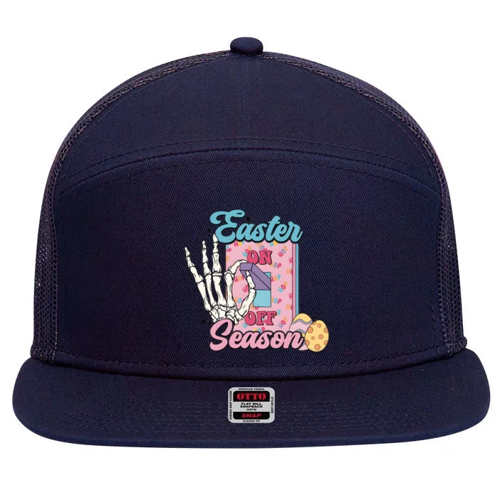 Easter On Season Skeleton Hand 7 Panel Mesh Trucker Snapback Hat