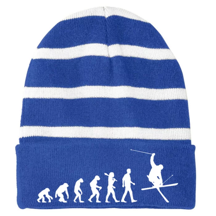 Evolution Of Skiing Cool Gift Striped Beanie with Solid Band