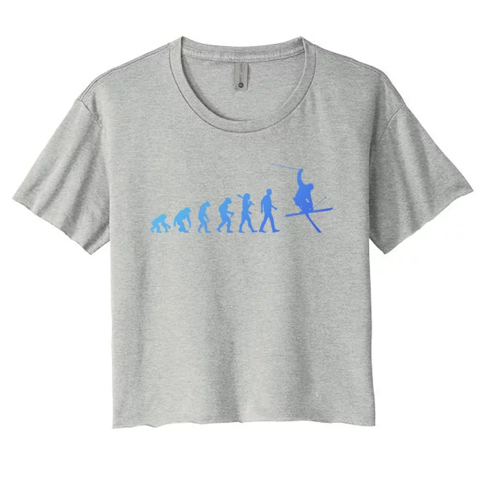 Evolution Of Skiing Cool Gift Women's Crop Top Tee