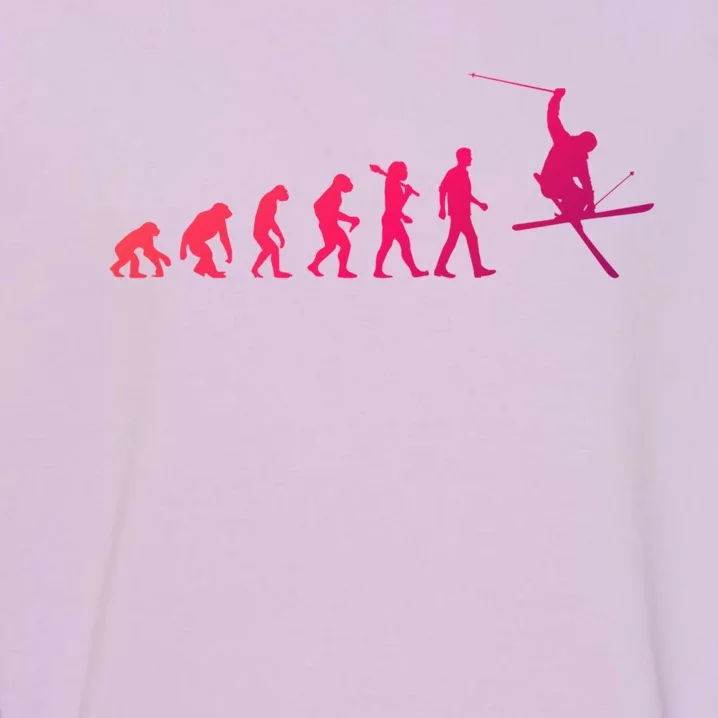 Evolution Of Skiing Cool Gift Garment-Dyed Sweatshirt