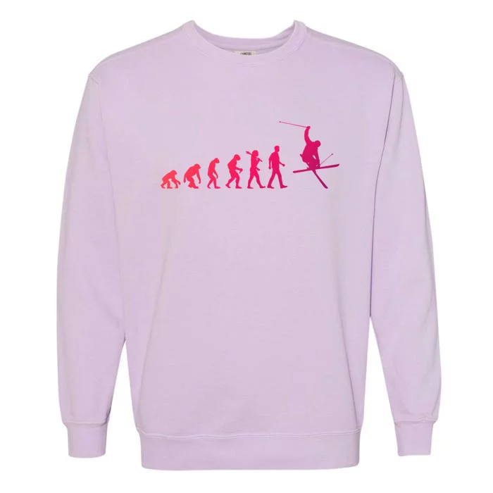 Evolution Of Skiing Cool Gift Garment-Dyed Sweatshirt