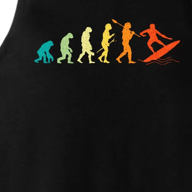 Evolution Of Surfers Surfboard Surfboarder Surfing Ladies Tri-Blend Wicking Tank