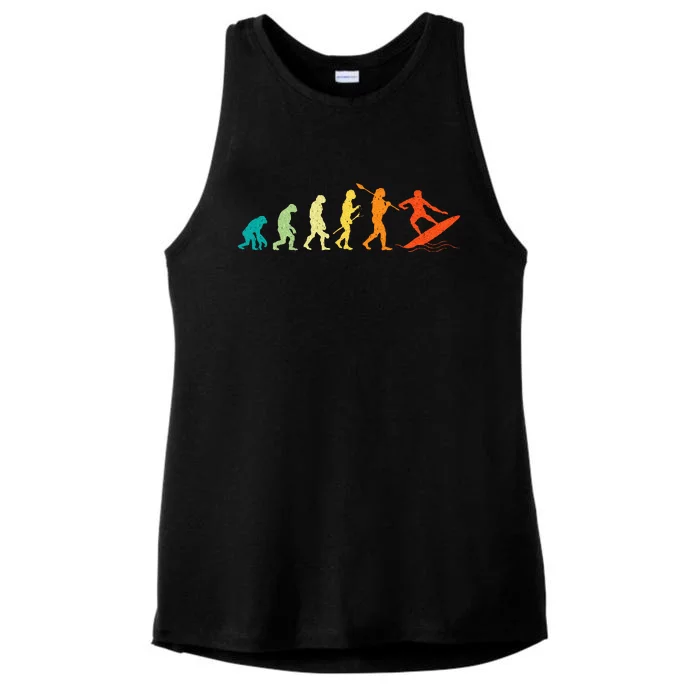 Evolution Of Surfers Surfboard Surfboarder Surfing Ladies Tri-Blend Wicking Tank