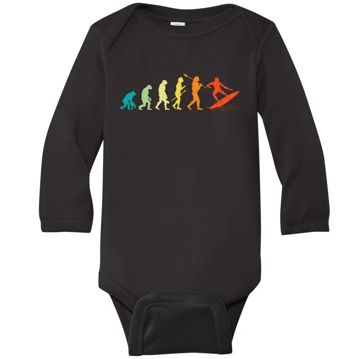 Evolution Of Surfers Surfboard Surfboarder Surfing Baby Long Sleeve Bodysuit