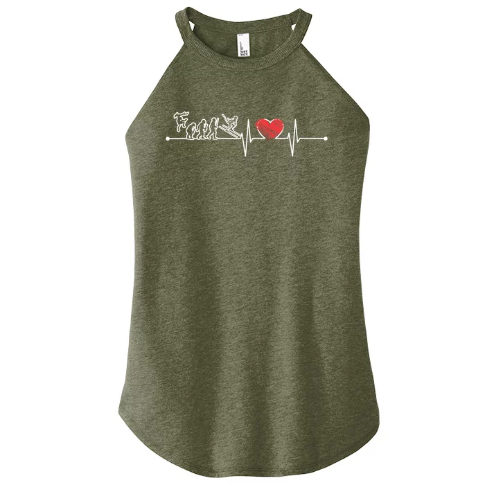 Evolution Of Skiing Player Skier Ekg Heartbeat Fans Lover Gift Women’s Perfect Tri Rocker Tank