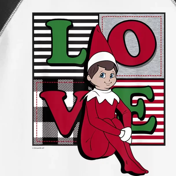 Elf On The Shelf Christmas Love Stacked Plaid Squares Logo Toddler Fine Jersey T-Shirt