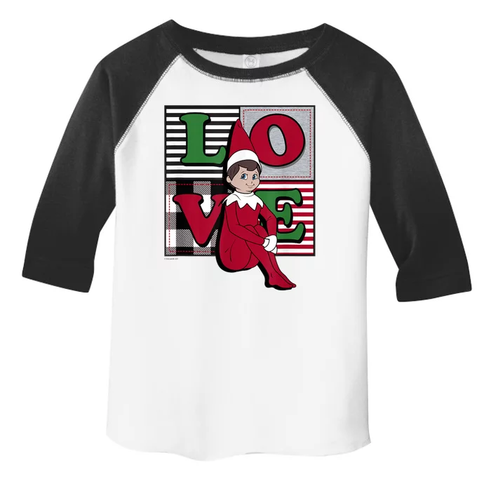 Elf On The Shelf Christmas Love Stacked Plaid Squares Logo Toddler Fine Jersey T-Shirt