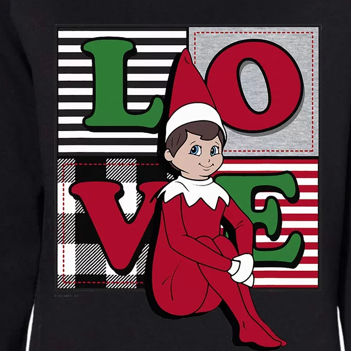 Elf on the Shelf Christmas Love Stacked Plaid Squares Logo Womens California Wash Sweatshirt