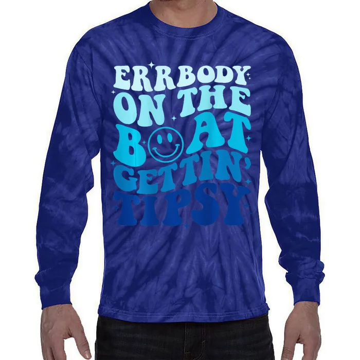 Errbody On The Boat Gettin Tipsy Retro Summer Waving Tie-Dye Long Sleeve Shirt