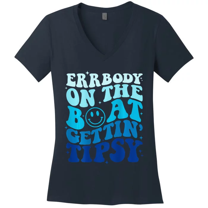 Errbody On The Boat Gettin Tipsy Retro Summer Waving Women's V-Neck T-Shirt