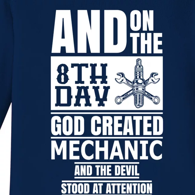 Engineering On The Eighth Day God Created The Mechanic Funny Gift Baby Long Sleeve Bodysuit