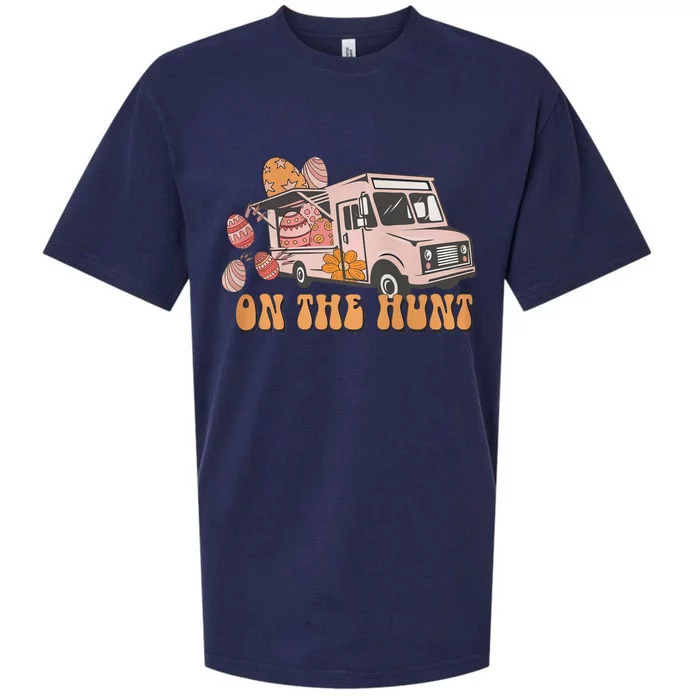 Easter On The Hunt Happy Easter Truck Funny Spring Bunnies Sueded Cloud Jersey T-Shirt