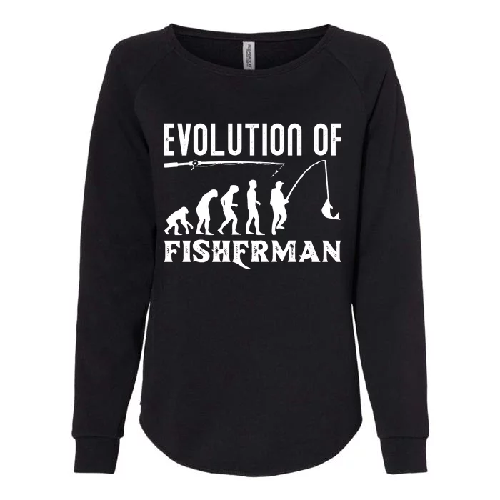 Evolution Of The Fishman Funny Fisherman Womens California Wash Sweatshirt