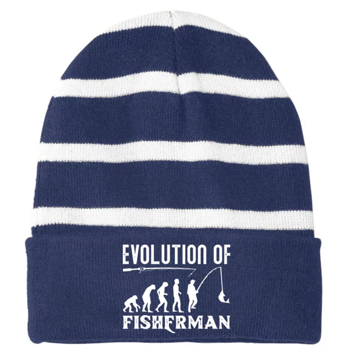 Evolution Of The Fishman Funny Fisherman Striped Beanie with Solid Band