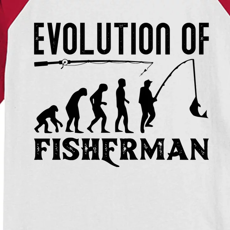 Evolution Of The Fishman Funny Fisherman Kids Colorblock Raglan Jersey