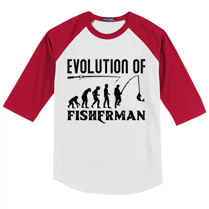 Evolution Of The Fishman Funny Fisherman Kids Colorblock Raglan Jersey