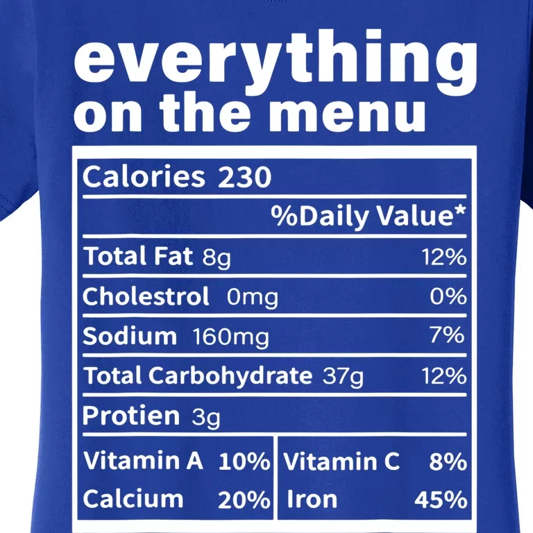 Everything On The U Nutrition Facts Thanksgiving Food Gift Women's T-Shirt