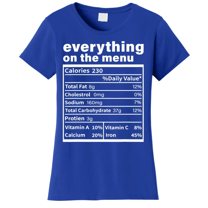 Everything On The U Nutrition Facts Thanksgiving Food Gift Women's T-Shirt