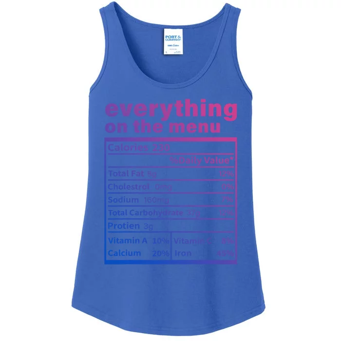 Everything On The U Nutrition Facts Thanksgiving Food Great Gift Ladies Essential Tank