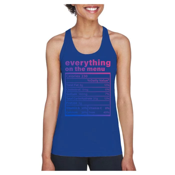 Everything On The U Nutrition Facts Thanksgiving Food Great Gift Women's Racerback Tank