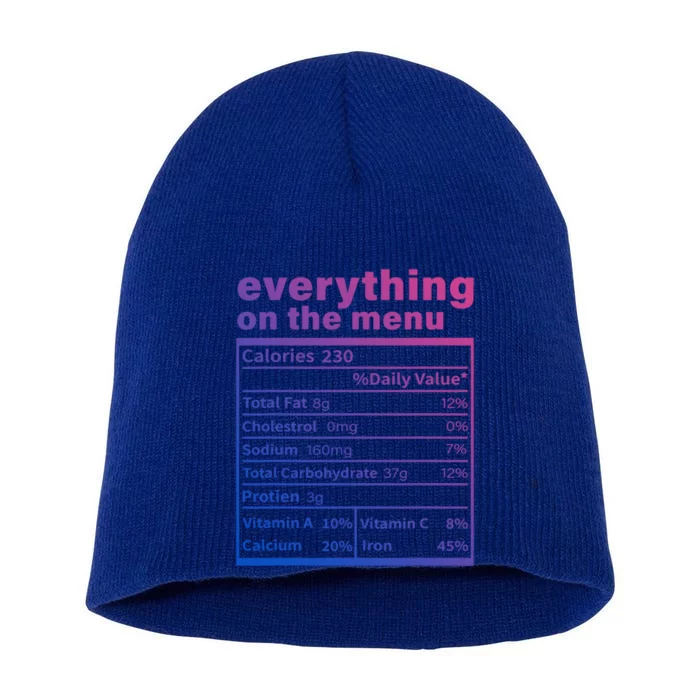 Everything On The U Nutrition Facts Thanksgiving Food Great Gift Short Acrylic Beanie