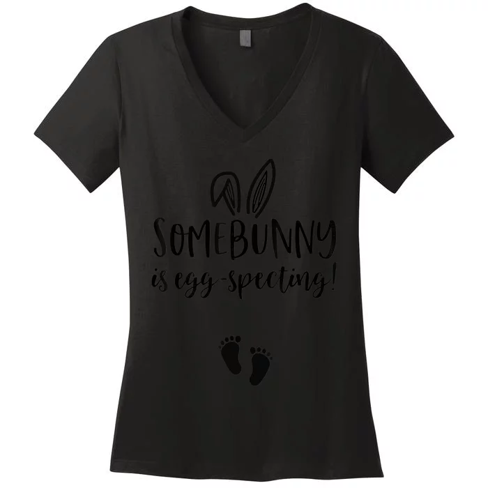 Easter Pregnancy Announcement Somebunny Is Eggspecting Women's V-Neck T-Shirt