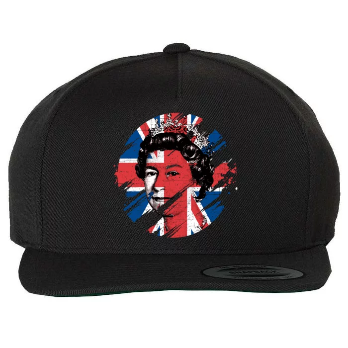 Elizabeth Pop Art Union Jack Flag Queen Of England Gift Wool Snapback Cap