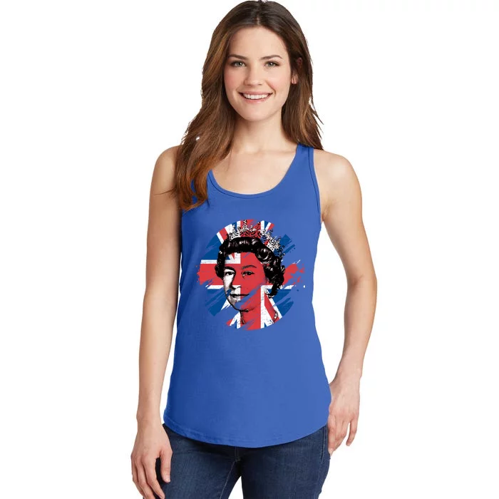 Elizabeth Pop Art Union Jack Flag Queen Of England Gift Ladies Essential Tank