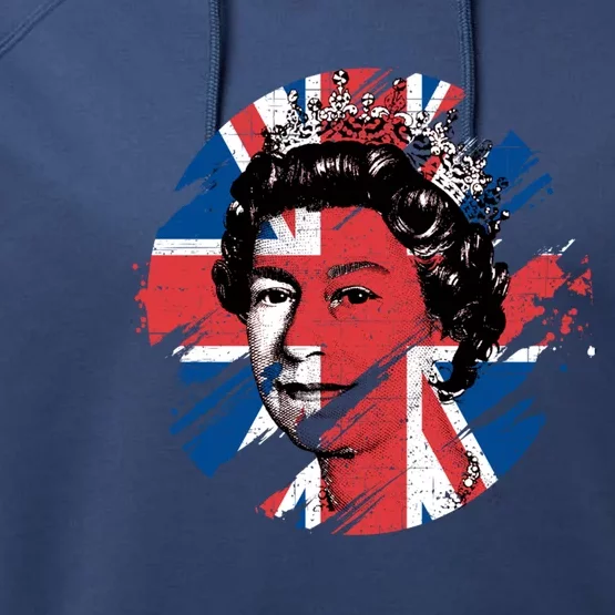 Elizabeth Pop Art Union Jack Flag Queen Of England Gift Performance Fleece Hoodie